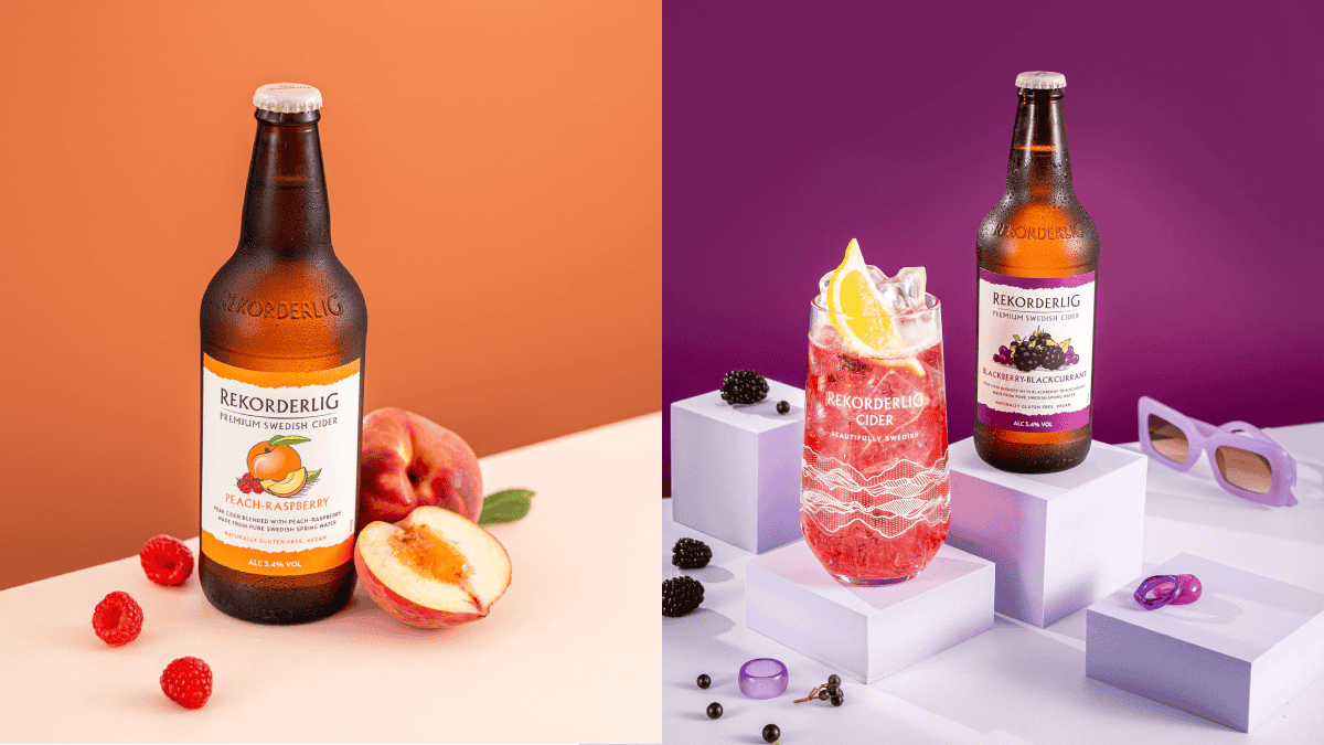 Distintos sabores y botellas de Rekorderlig sidra sueca